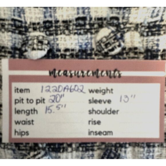 2/$30 ZARA Womens M Plaid Tweed Cropped Jacket Navy Blue/White - Picture 12 of 14